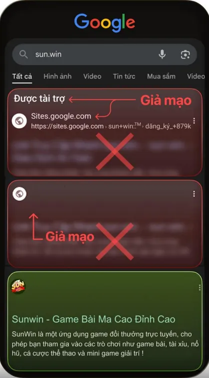 Cách Nhận Biết Nhà Cái SunWin Chính Thức Không Sợ Bị Lừa Đảo 2 Logo trang chủ Sun.win thật sắc nét, tông vàng kim chuẩn, trong khi logo giả thường mờ và lệch màu.